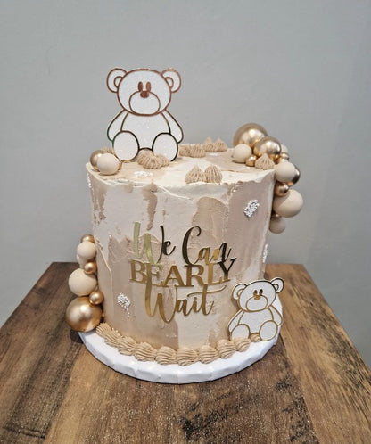Baby shower cake topper set, we can barely wait cake topper set.