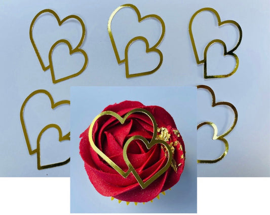 Double heart cupcake toppers